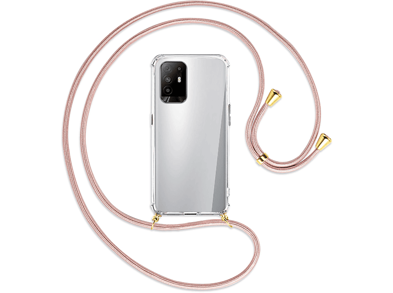 MTB MORE ENERGY Umhänge-Hülle mit Rosegold Plus 5G, Backcover, Pro Kordel, Oppo, 5G, F19 A94