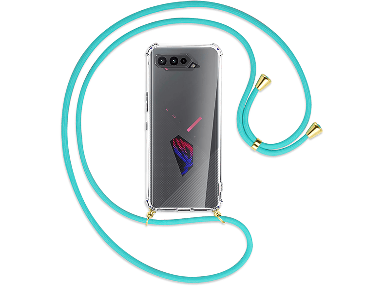 MTB MORE ENERGY Phone mit ROG Ultimate, 5 5 Umhänge-Hülle Türkis Gold Kordel, Asus, / Pro, Backcover, 5