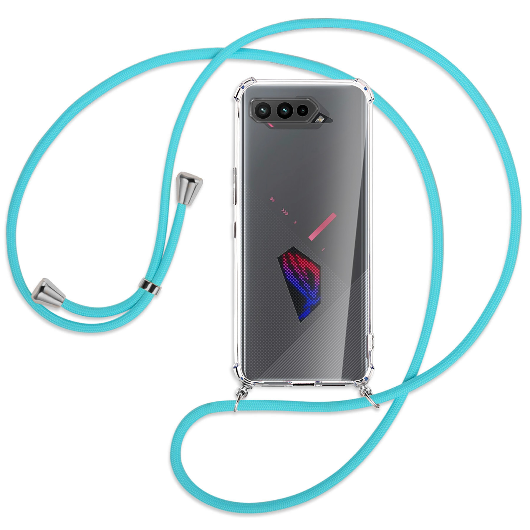 MTB MORE ENERGY Silber ROG Umhänge-Hülle Phone 5 Ultimate, mit Kordel, 5, Pro, Backcover, Türkis / 5 Asus
