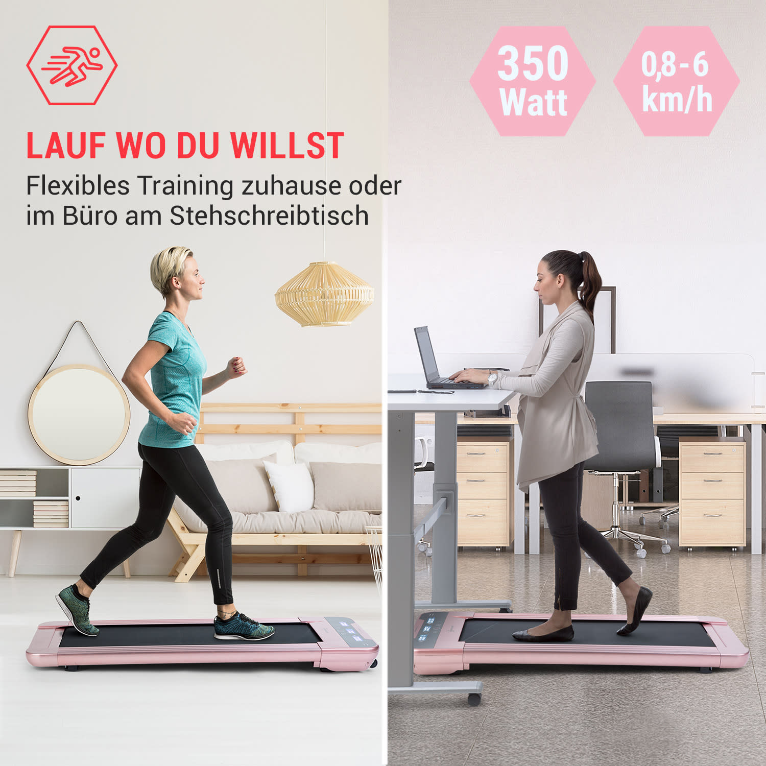 CAPITAL SPORTS Workspace Go Roségold Laufband