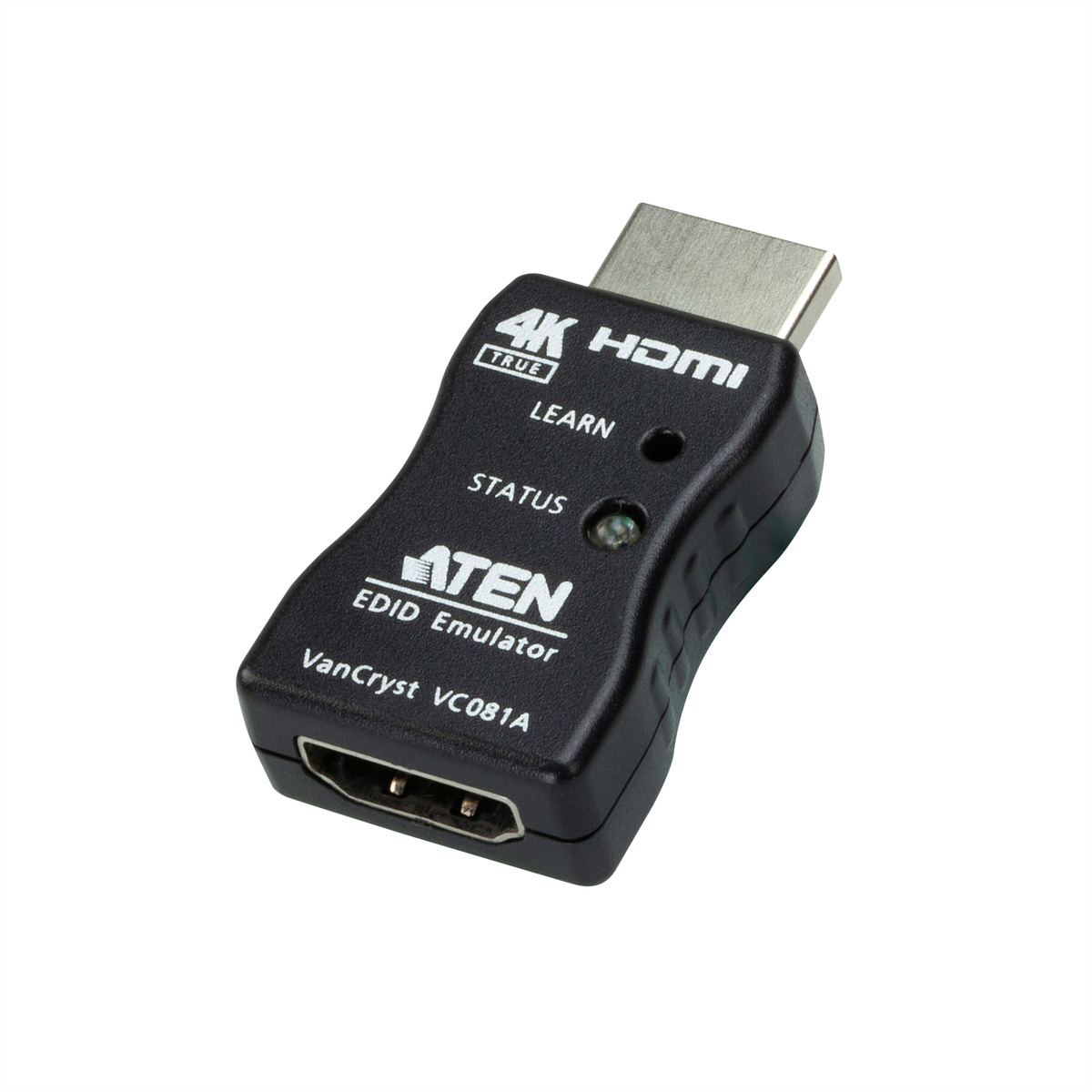 Un adattatore HDMI nero con '4K HDMI' e 'ATEN' stampati sopra.