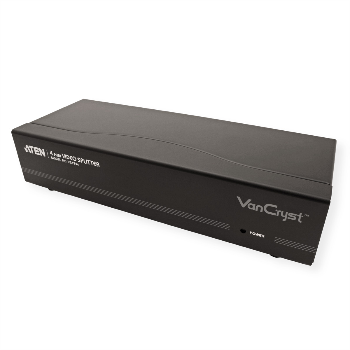 A black video splitter device with the words 'ATEN' and 'VanCryst' is shown.