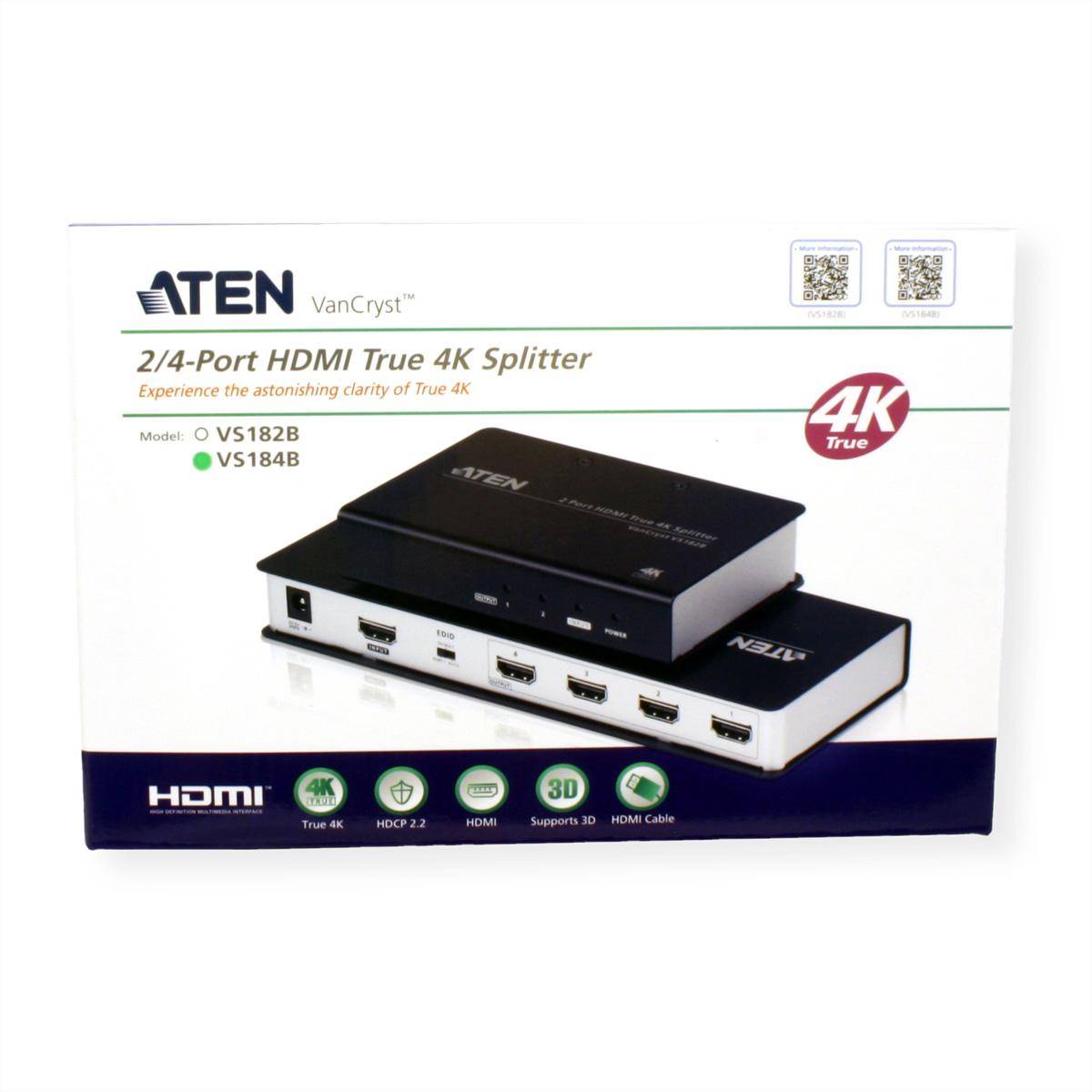 4-Port HDMI Splitter ATEN True 4K/2K VS184B HDMI-Video-Splitter