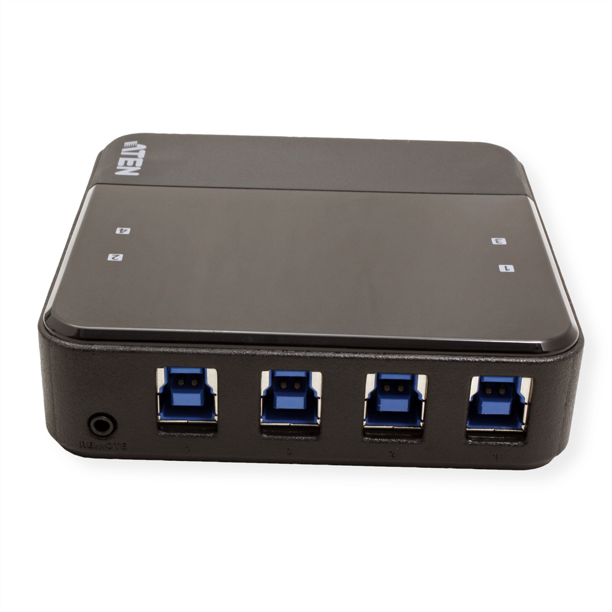 ATEN US3344 automatisch, Switchbox, 4-Port schwarz USB-C zu Sharing, USB