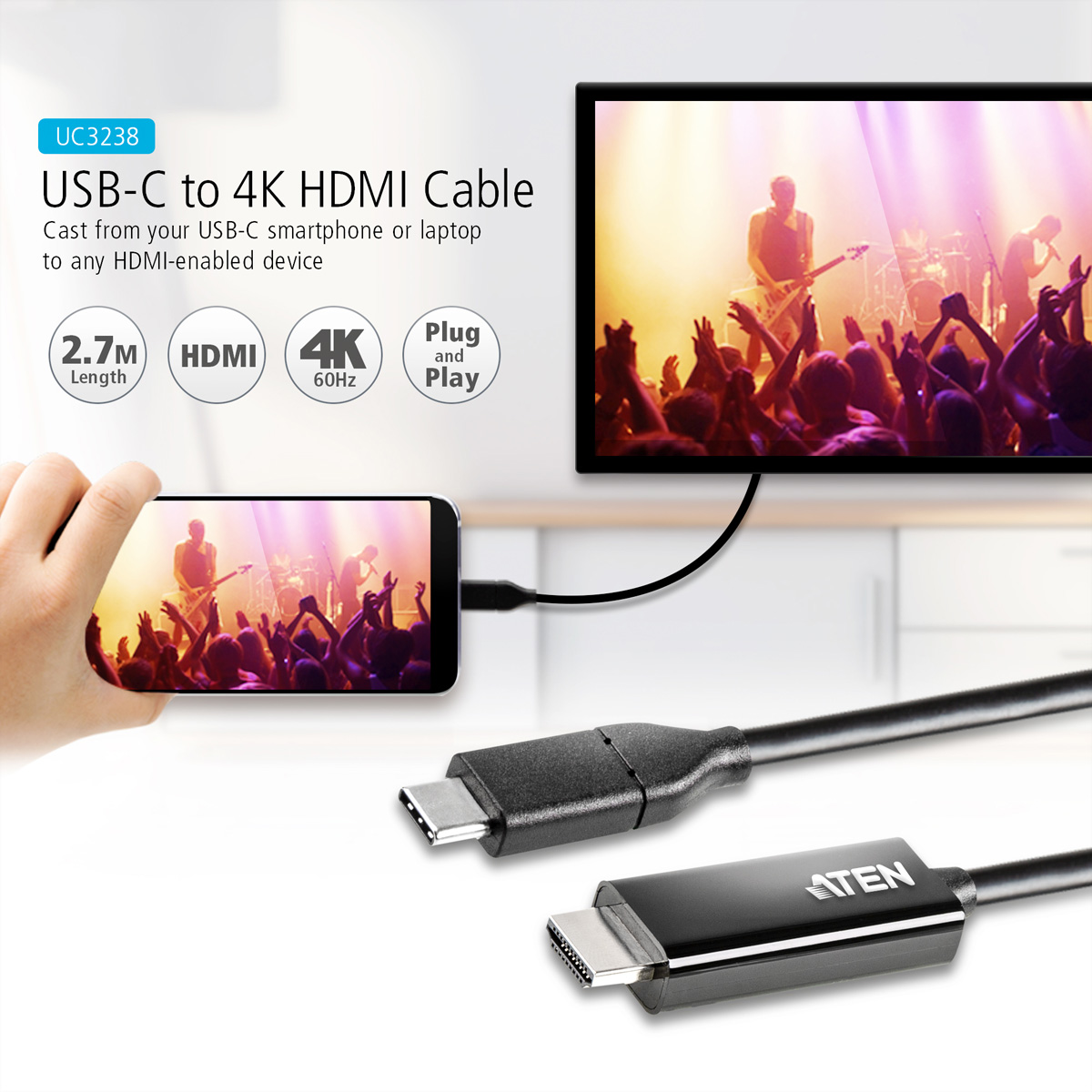 Adapter ATEN 4K HDMI Kabel USB-C USB-HDMI UC3238 to
