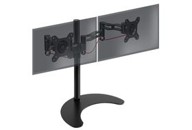 Soporte monitor  Hama Holder, Para 3 monitores, De 13 a 27, VESA,  Inclinación +25°/-25°, Giro 180°, hasta 7kg, Altura ajustable, Negro