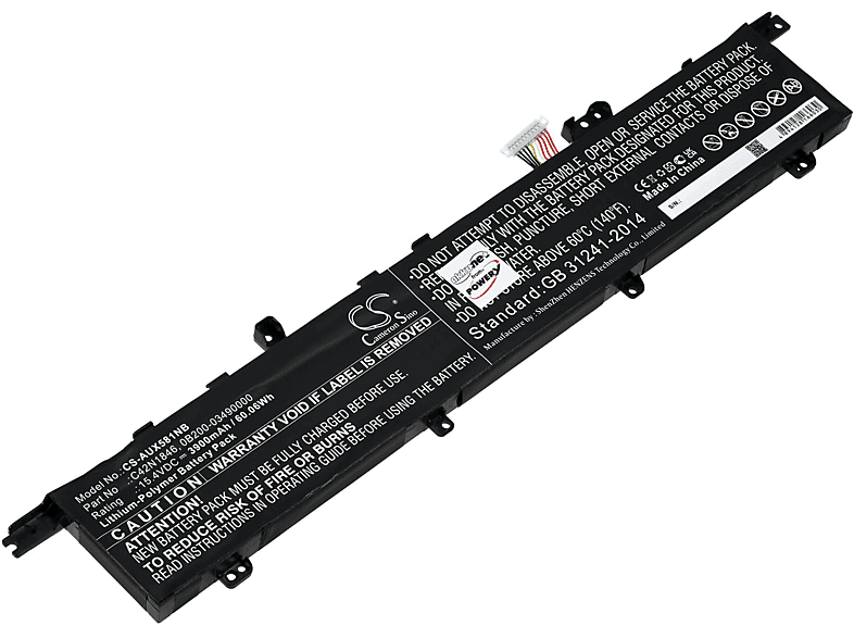 POWERY Akku für Asus ZenBook UX581LV-H2024R Li-Polymer Akku, 15.4 Volt, 3900mAh