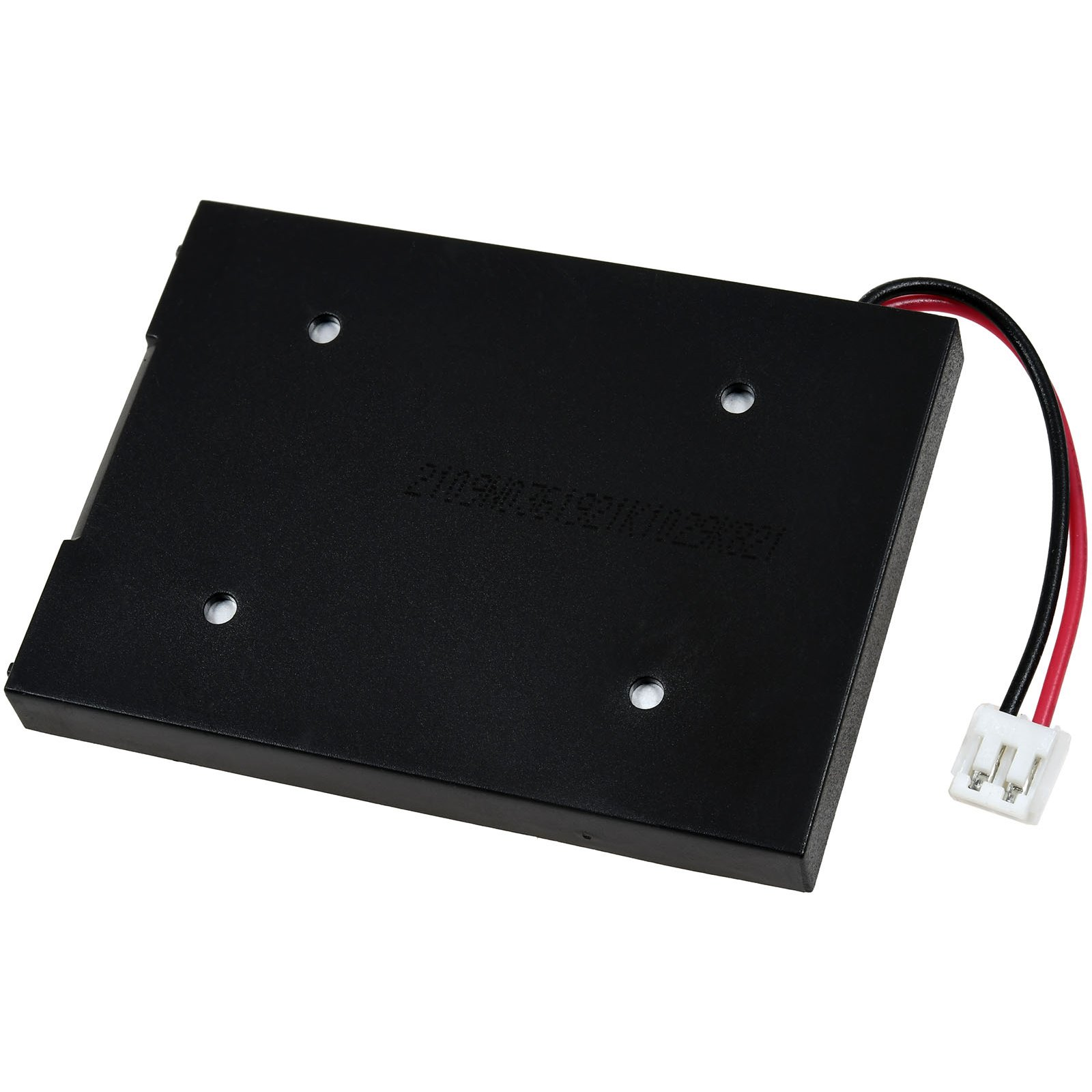 Eine schwarze elektronische Komponente mit Drähten auf weißem Hintergrund.