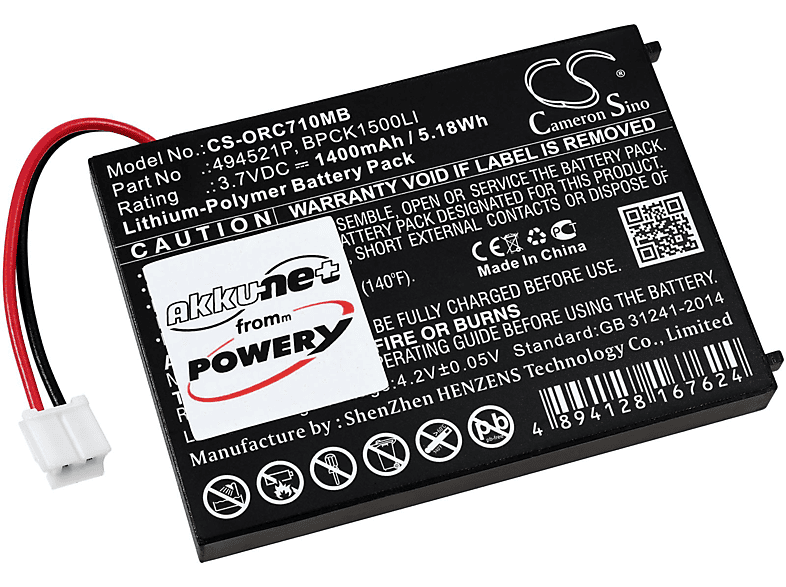 POWERY Akku für Audioline Typ BPCK1500LI Li-Polymer Akku, 3.7 Volt, 1400mAh