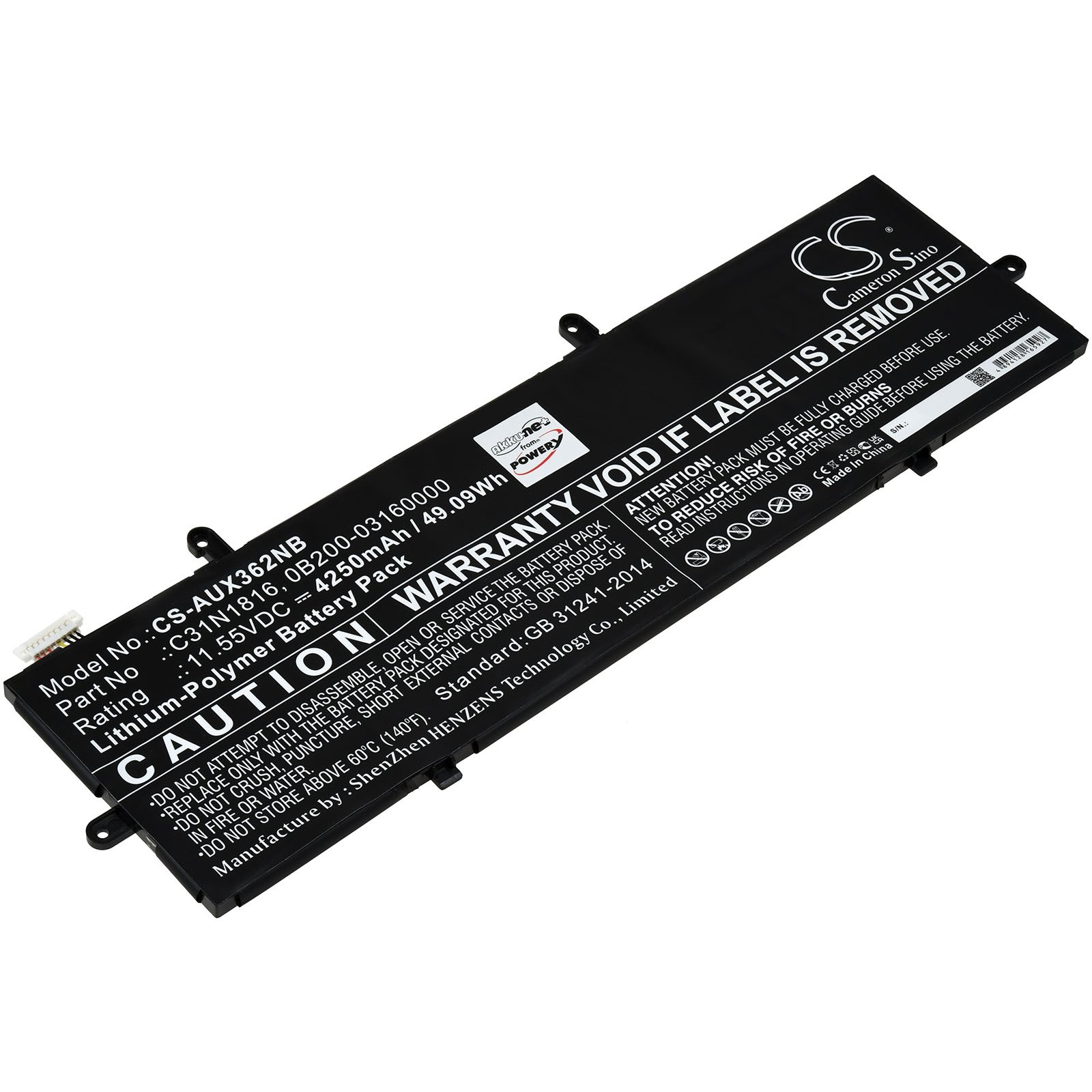 POWERY Akku für Asus ZenBook 4250mAh UX430UQ-GV235R Akku, Li-Polymer