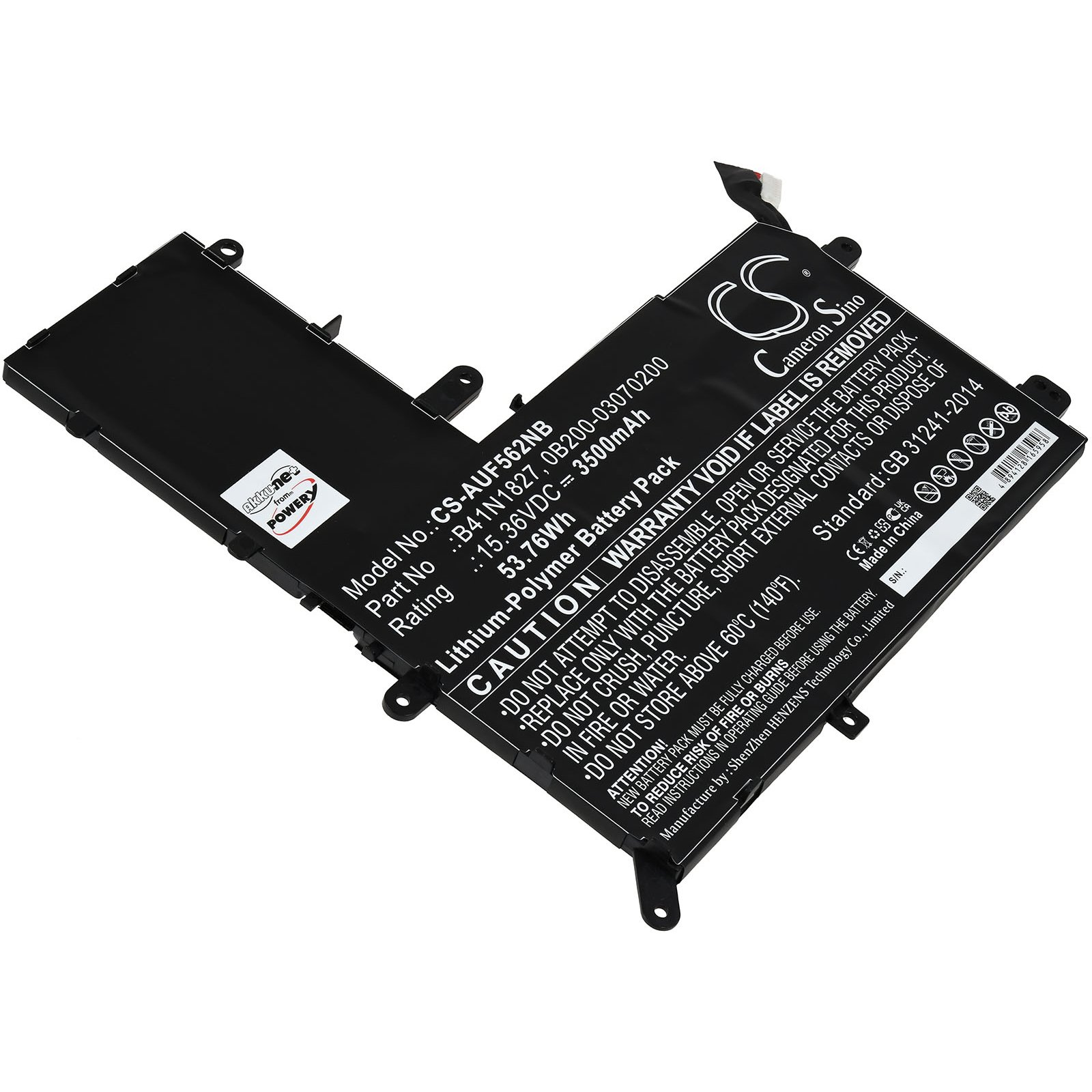 15 UX562 Li-Polymer Akku ZenBook Akku, 3500mAh Flip für Asus POWERY