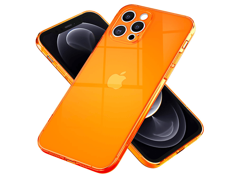 NALIA Klar Backcover, Transparente Max, 13 iPhone Pro Orange Neon Apple, Hülle, Silikon
