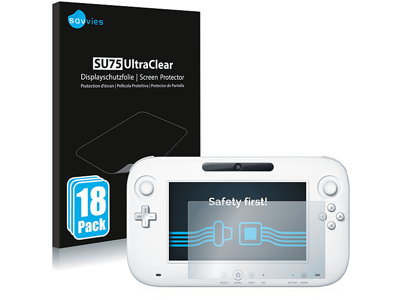 SAVVIES 18x klare Schutzfolie(für Nintendo Wii U GamePad (Controller))