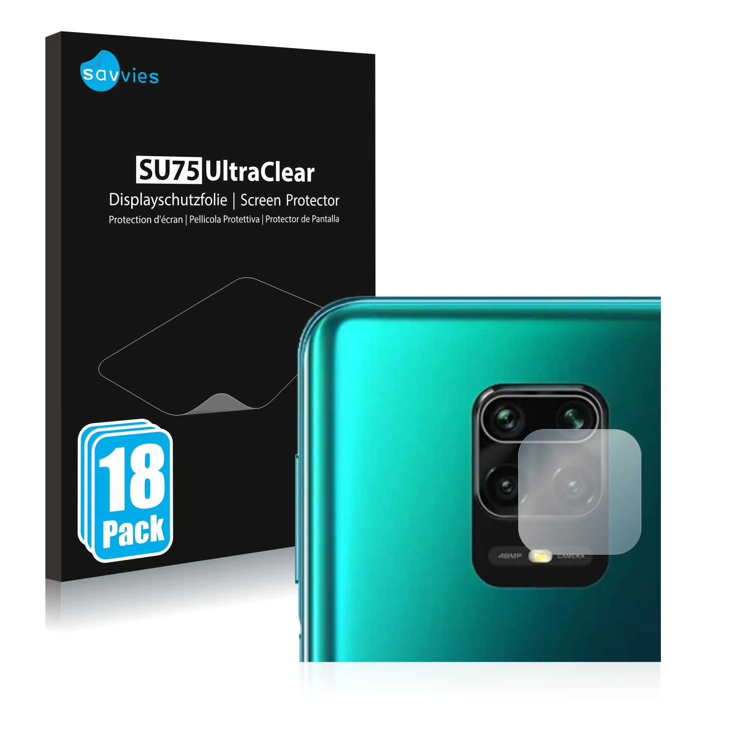 SAVVIES 18x klare Schutzfolie(für Xiaomi Redmi 9 Note Pro)