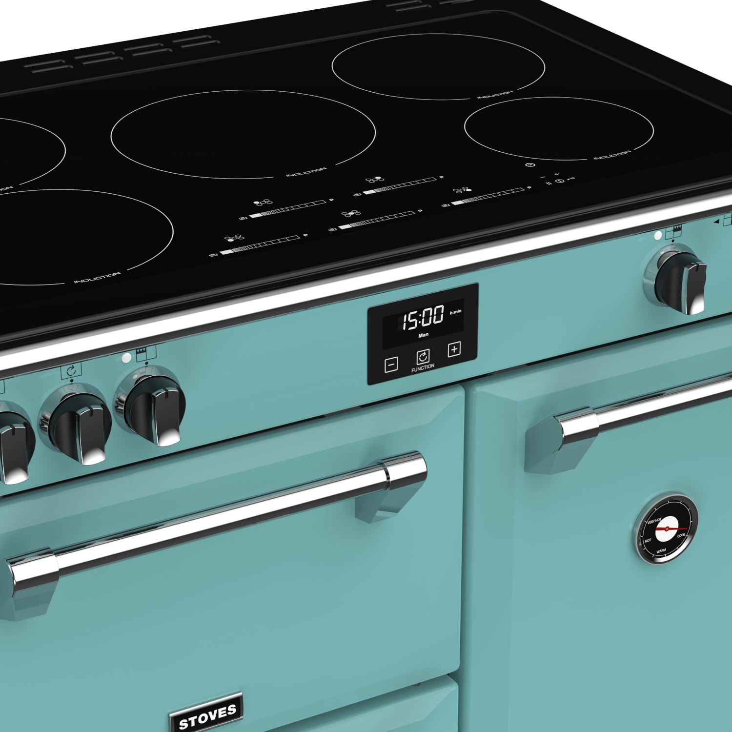 (EEK Country 164 Liter) Induktion, STOVES S900 EI Standherd Blue/Chrom Deluxe Induktion A, Richmond
