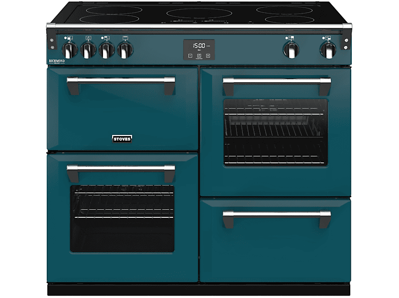 STOVES Richmond Deluxe S1000 EI Induktion Kingfisher Teal/Chrom Standherd (EEK A, Induktion, 179 Liter)