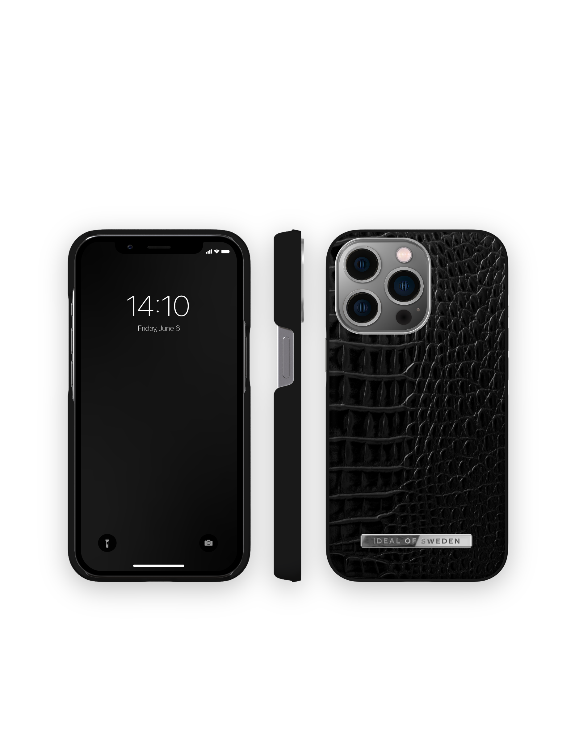 OF Silver Croco IDEAL Neo Pro, Apple, iPhone IDACSS21-I2161P-306, 13 Backcover, SWEDEN Noir