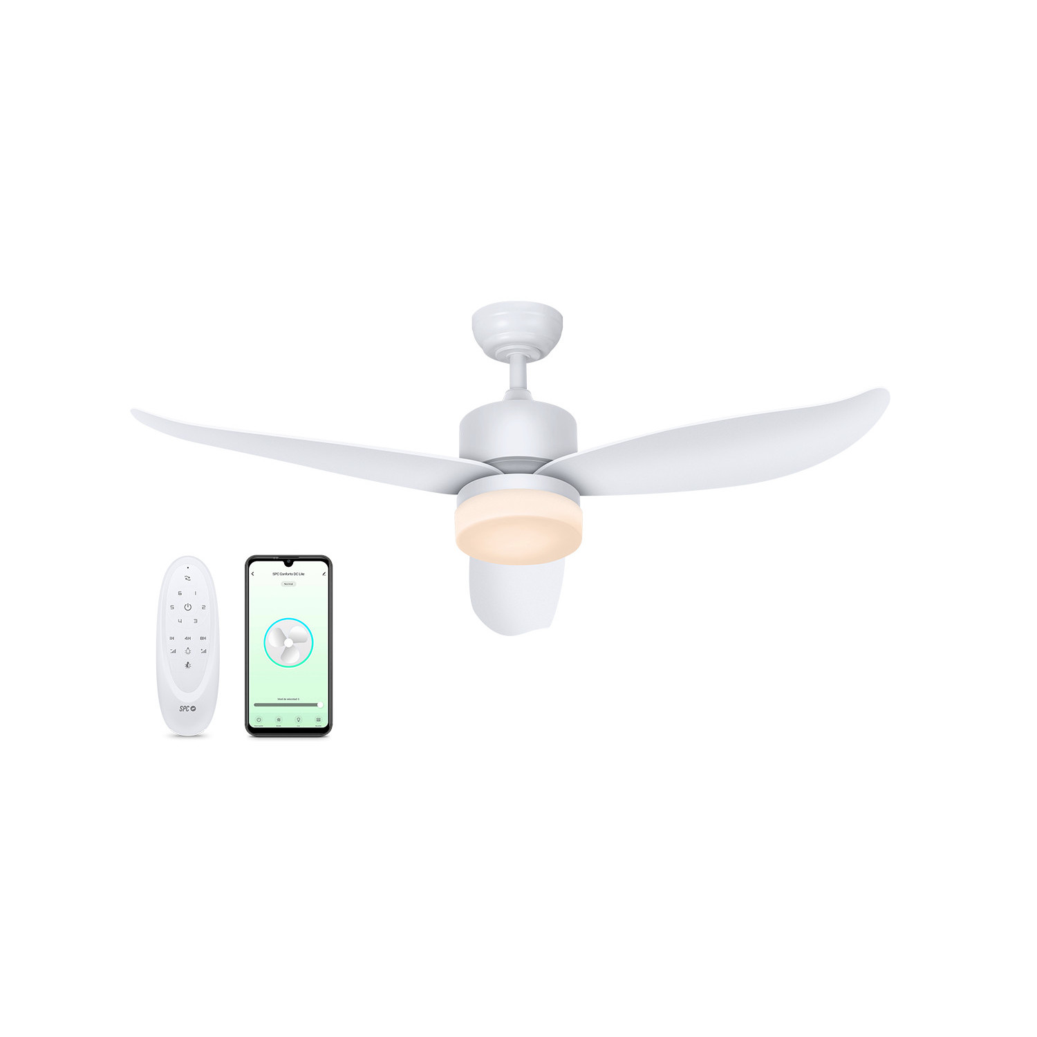 Ventilador de Techo Inteligente Conforto DC Lite Doble Giro - SPC Ventilador de Techo Inteligente SPC IoT Conforto DC Lite Doble Giro, Blanco