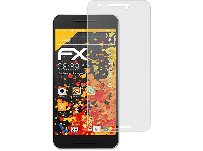 ATFOLIX 3x FX-Antireflex Displayschutz(für Google Nexus 6P)