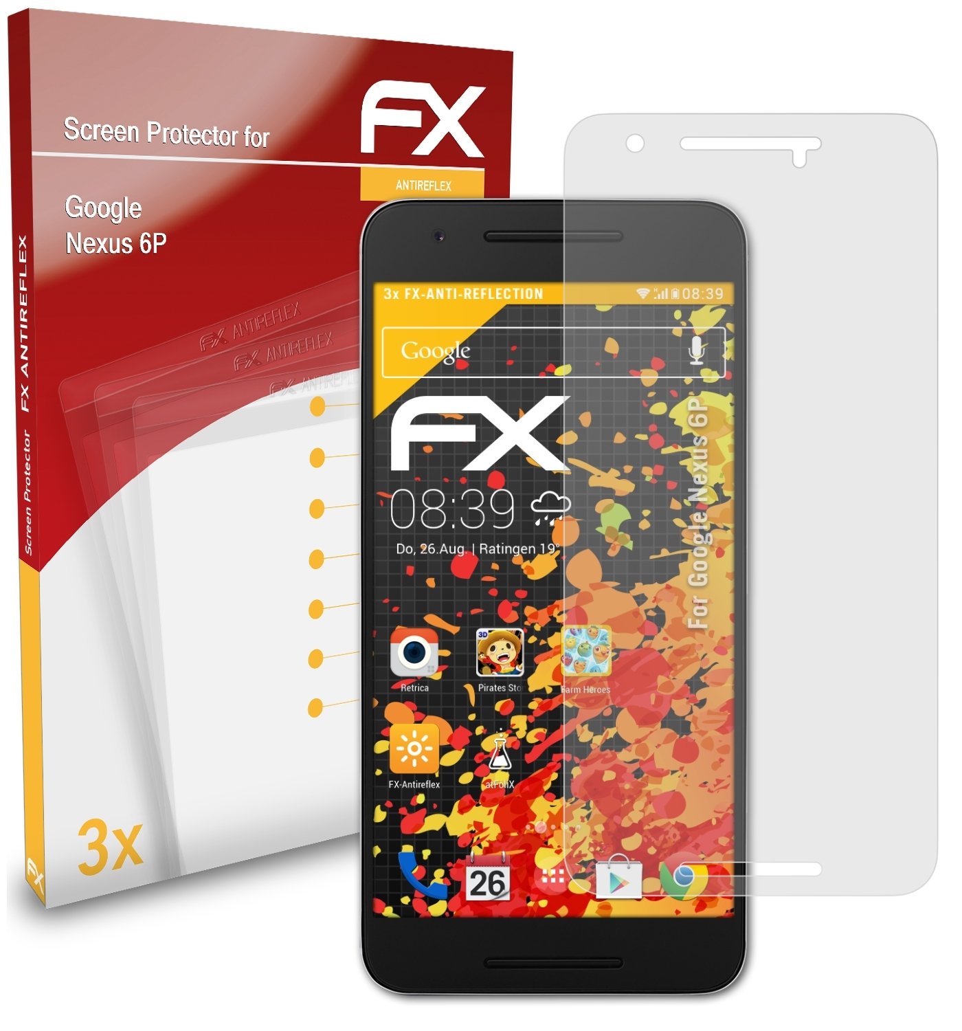 ATFOLIX 3x FX-Antireflex Displayschutz(für Nexus Google 6P)