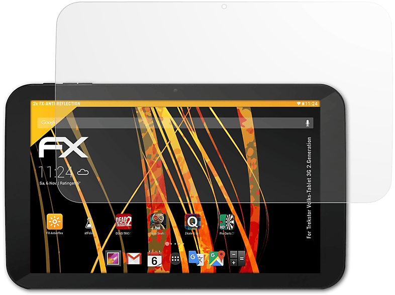 ATFOLIX 2x FX-Antireflex Volks-Tablet Trekstor (2.Generation)) 3G Displayschutz(für