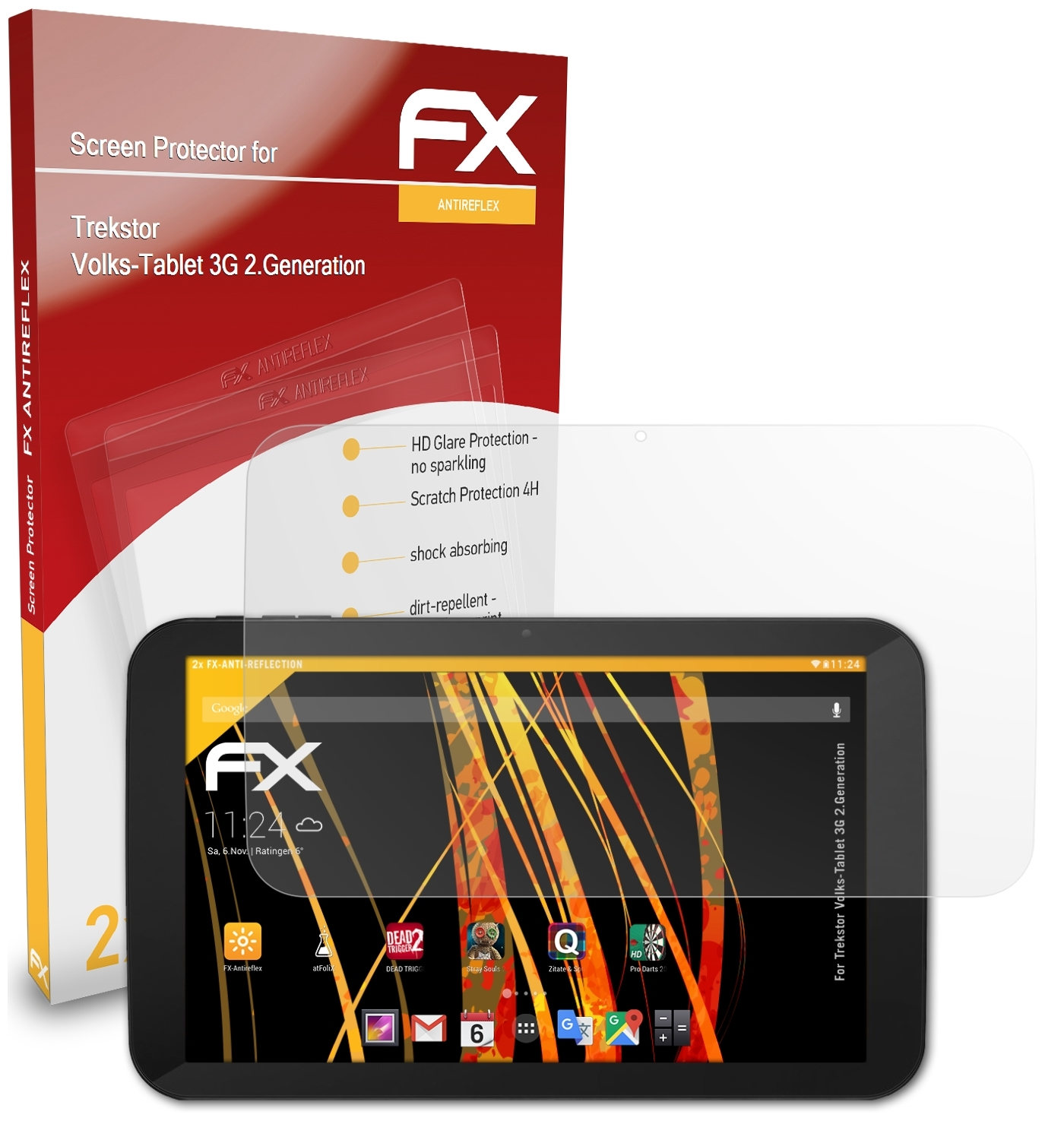 ATFOLIX 2x FX-Antireflex Volks-Tablet Trekstor (2.Generation)) 3G Displayschutz(für