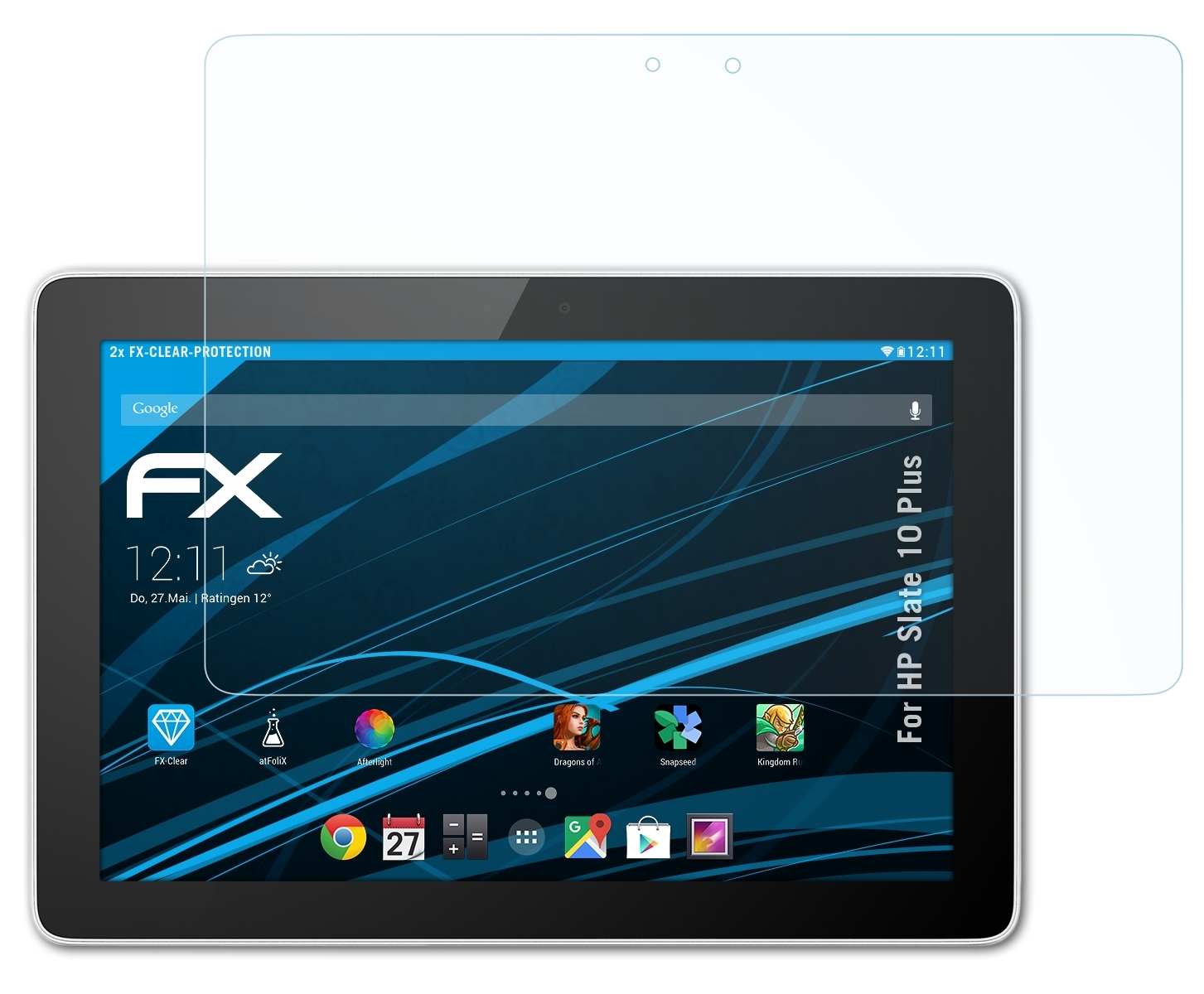 ATFOLIX 2x FX-Clear Displayschutz(für Plus) HP Slate 10