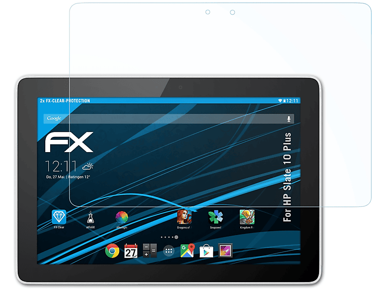 ATFOLIX 2x FX-Clear Displayschutz(für HP 10 Plus) Slate