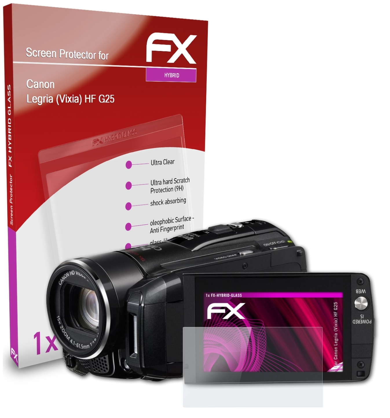 ATFOLIX FX-Hybrid-Glass HF Canon Legria Schutzglas(für G25) (Vixia)