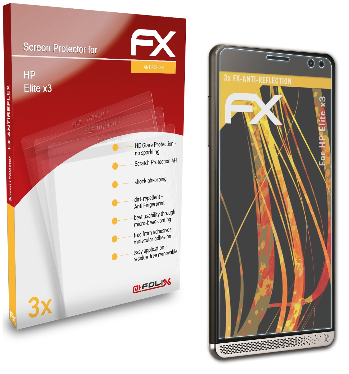 ATFOLIX 3x FX-Antireflex Displayschutz(für HP Elite x3)