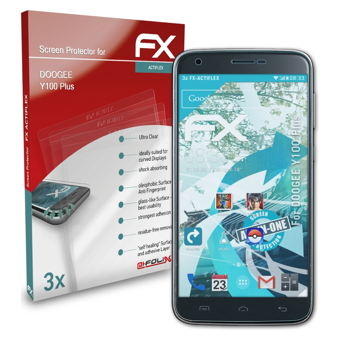 ATFOLIX 3x FX-ActiFleX Displayschutz(für Plus) Y100 Doogee