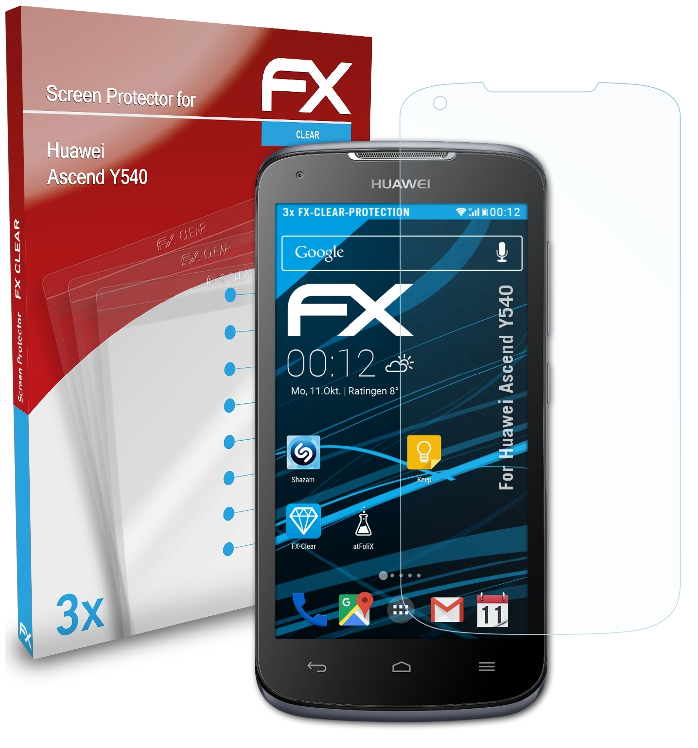 Displayschutz(für FX-Clear 3x Ascend Y540) ATFOLIX Huawei