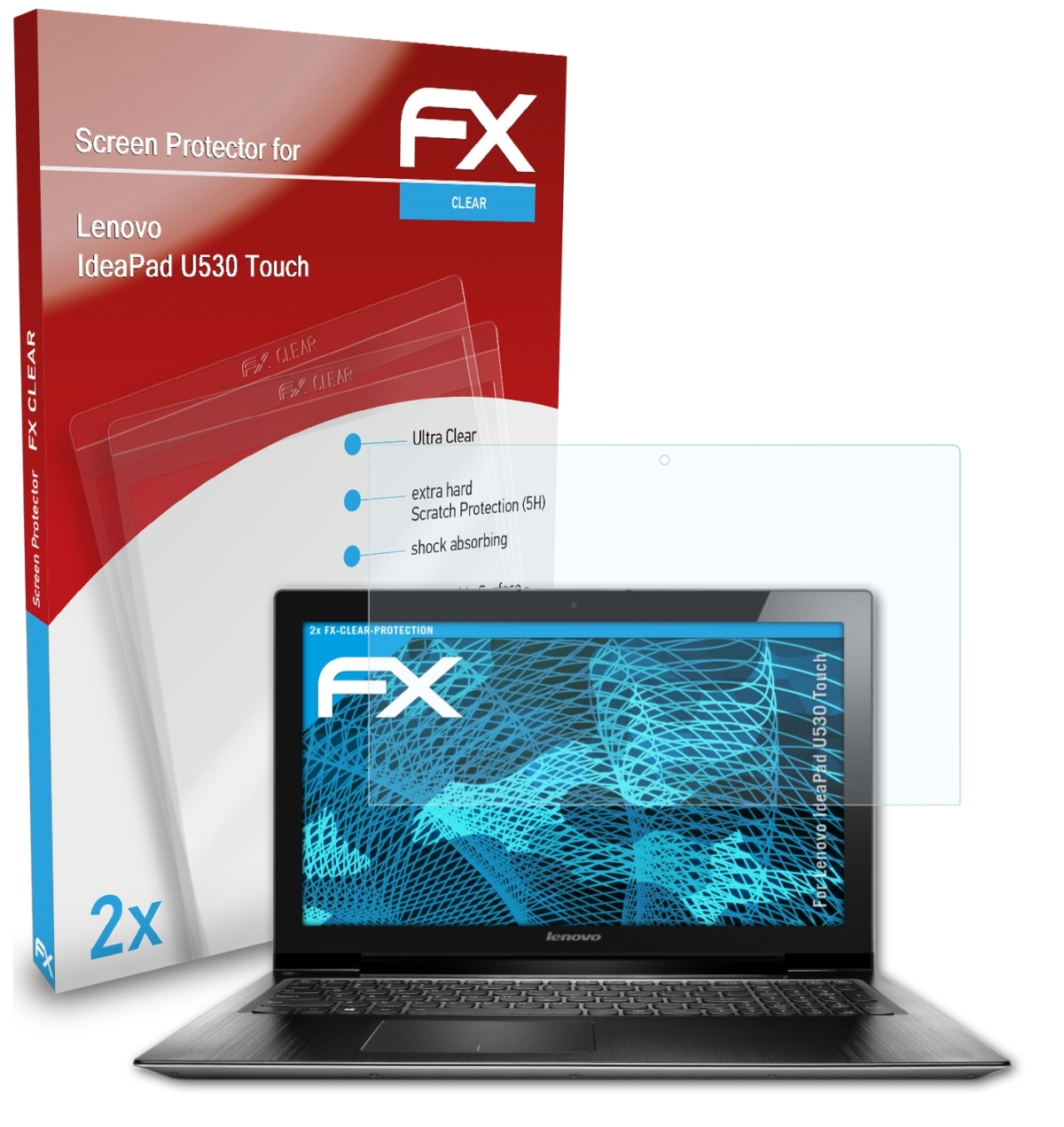 2x IdeaPad Lenovo Displayschutz(für U530 Touch) FX-Clear ATFOLIX