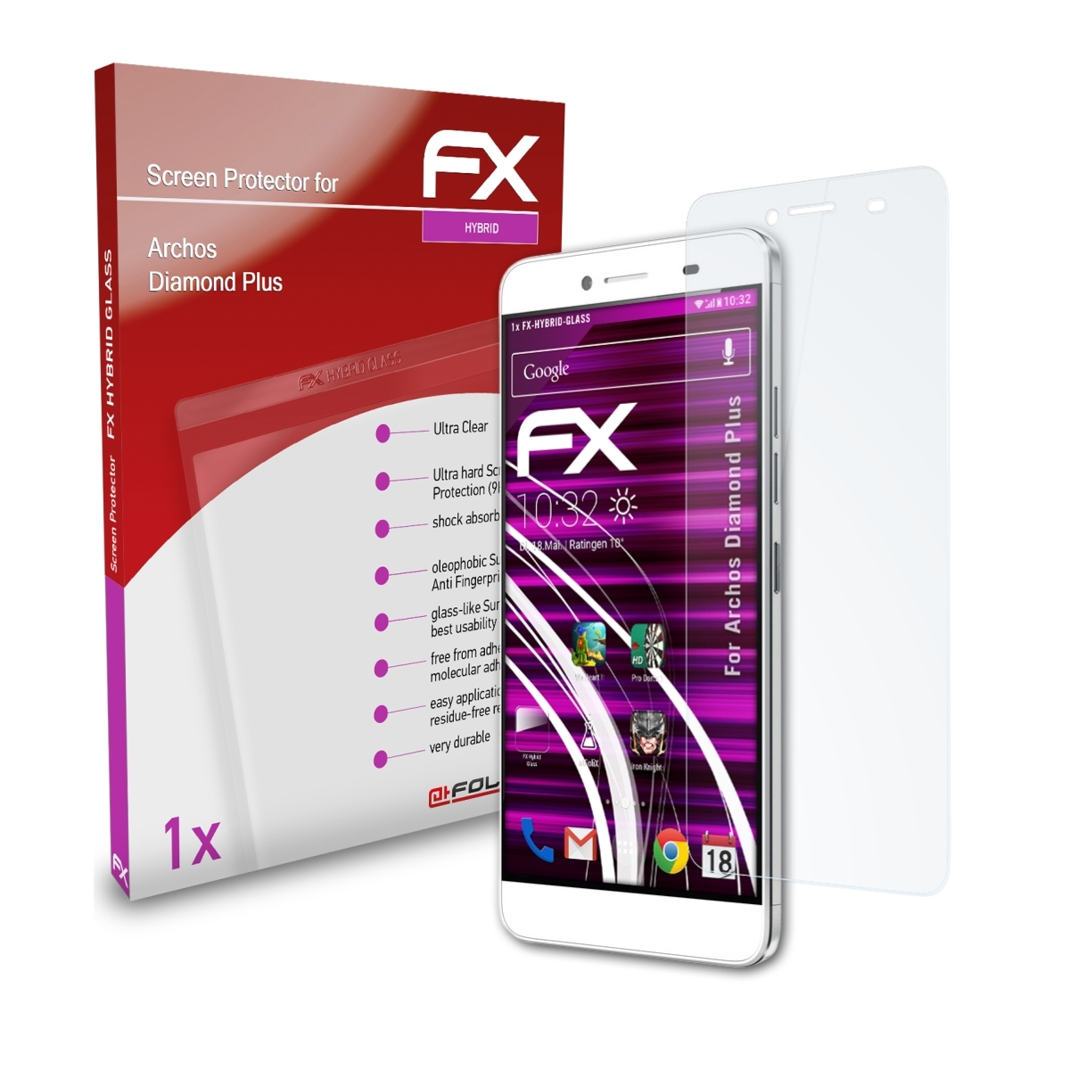 ATFOLIX FX-Hybrid-Glass Schutzglas(für Archos Diamond Plus)