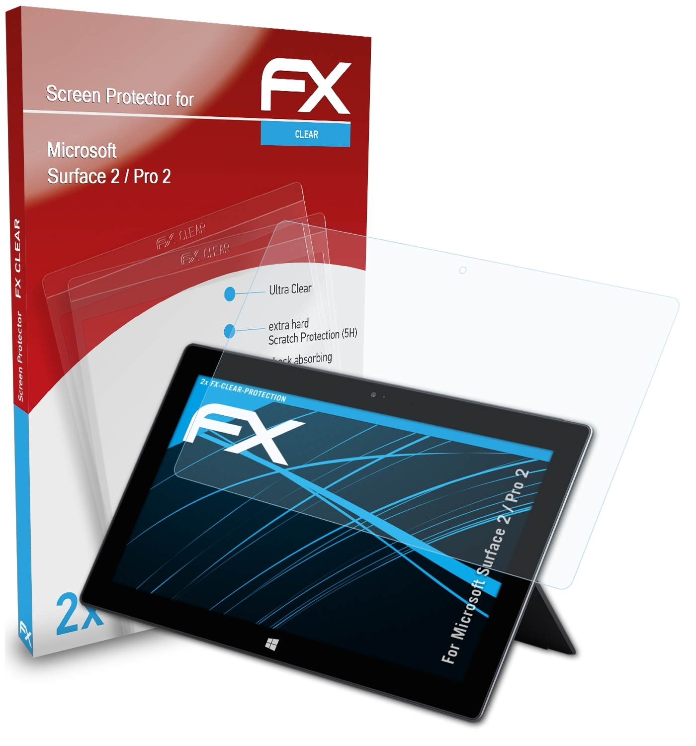 Pro ATFOLIX 2 2x Microsoft Displayschutz(für 2) FX-Clear / Surface