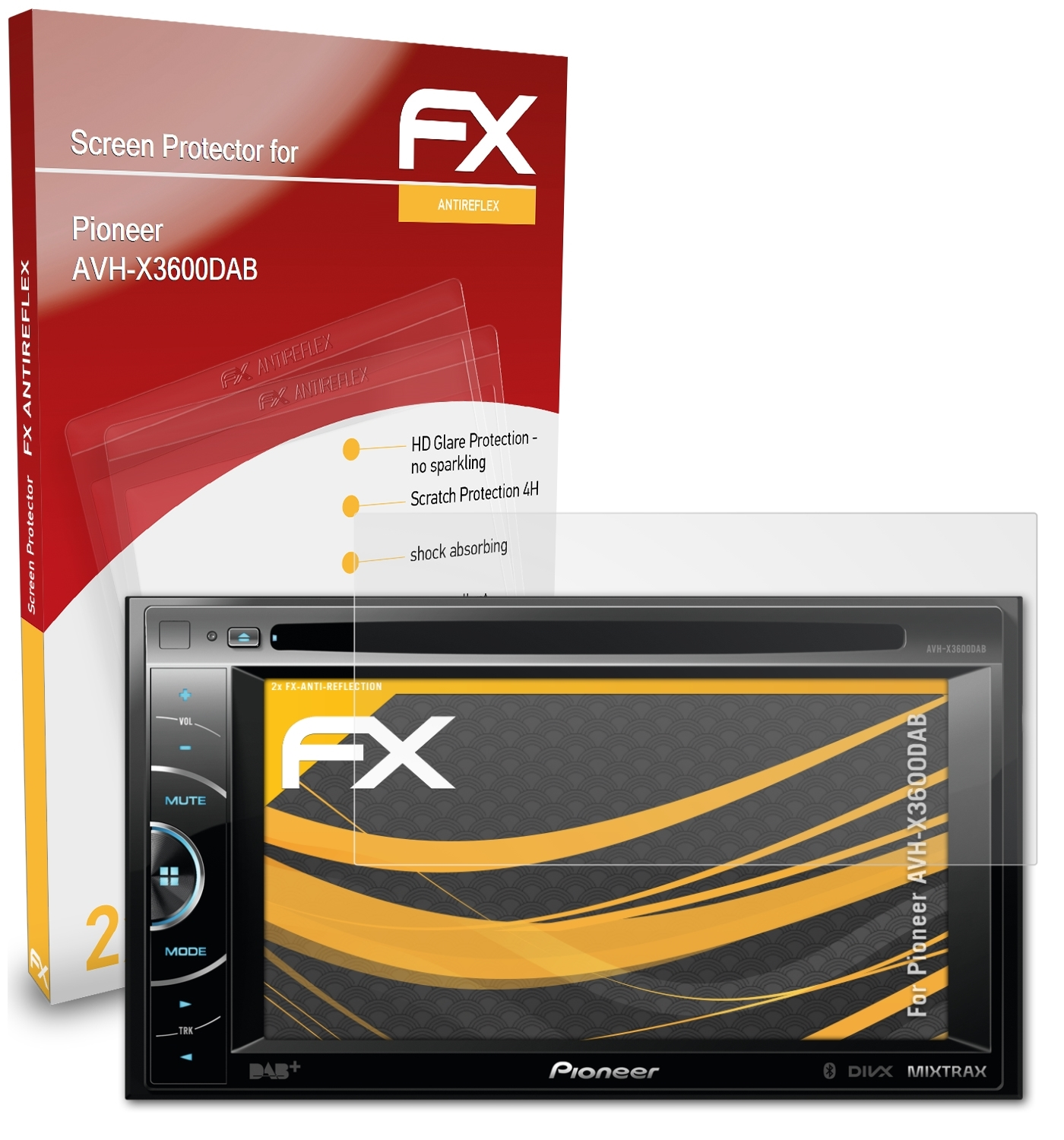 Displayschutz(für FX-Antireflex AVH-X3600DAB) 2x ATFOLIX Pioneer