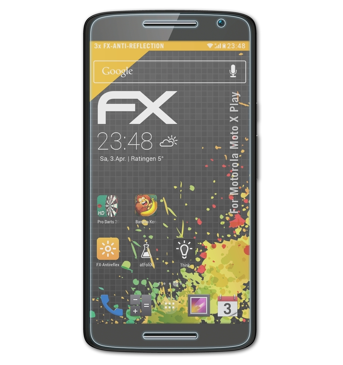 Moto 3x ATFOLIX Play) Displayschutz(für X FX-Antireflex Motorola