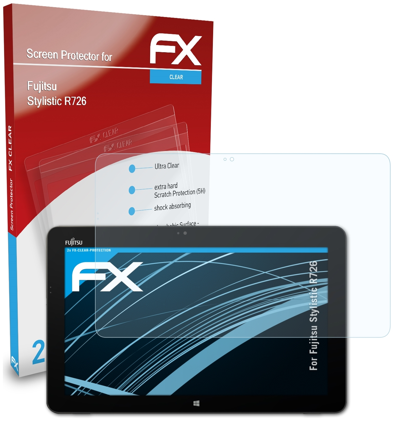 ATFOLIX 2x FX-Clear Displayschutz(für Fujitsu Stylistic R726)