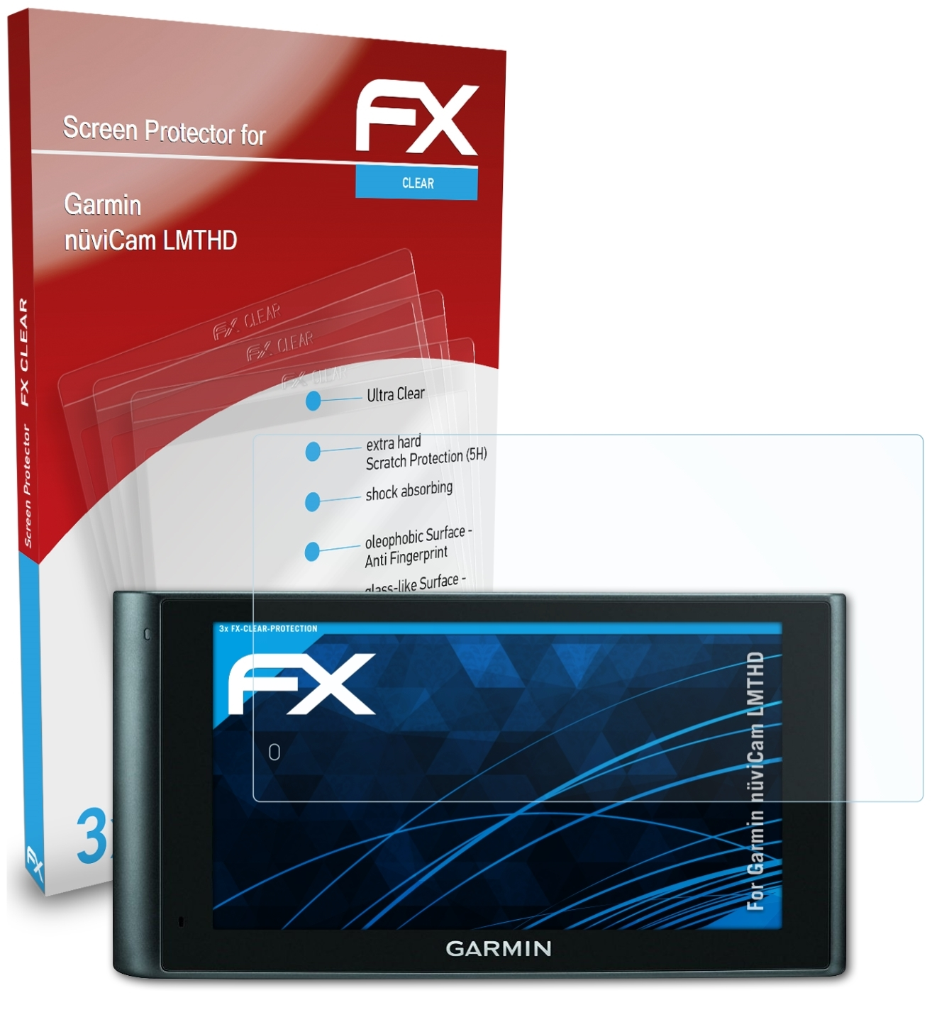 3x Displayschutz(für LMTHD) FX-Clear Garmin nüviCam ATFOLIX