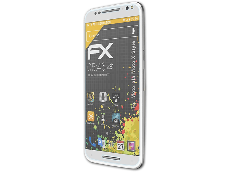 X FX-Antireflex 3x Motorola Displayschutz(für Style) ATFOLIX Moto
