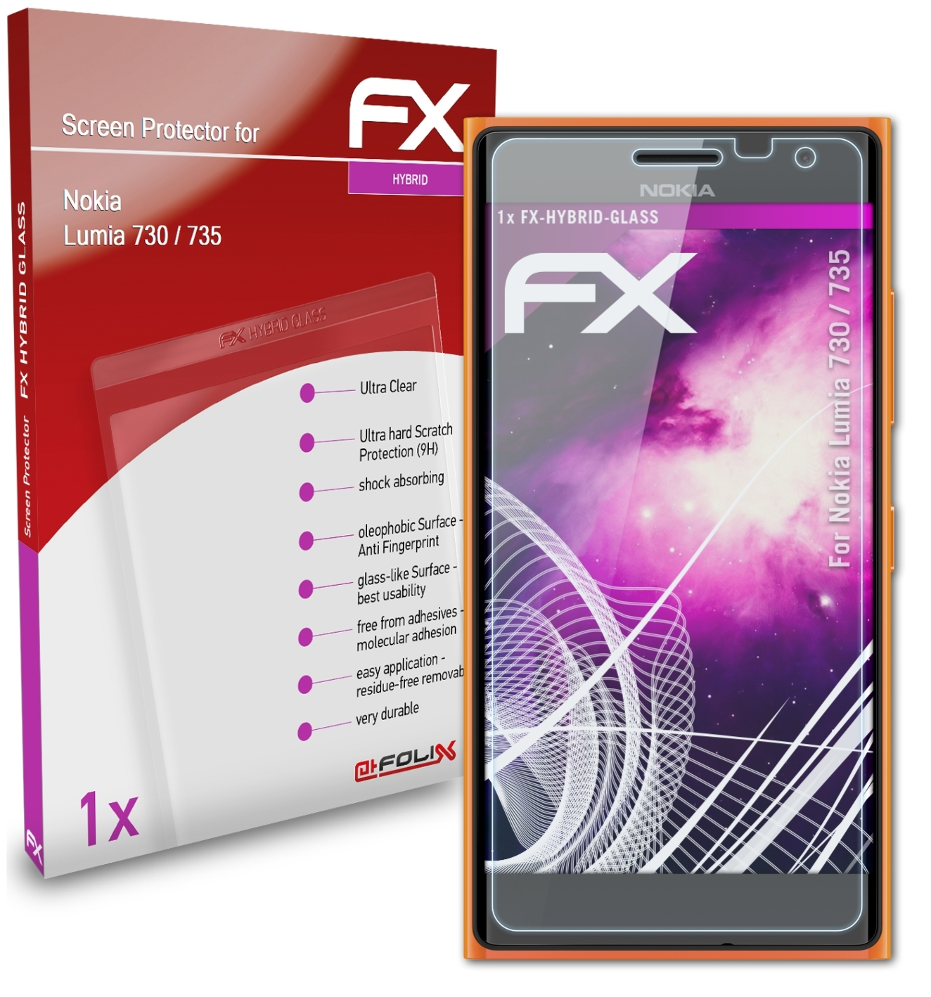 ATFOLIX FX-Hybrid-Glass Schutzglas(für 730 735) / Nokia Lumia