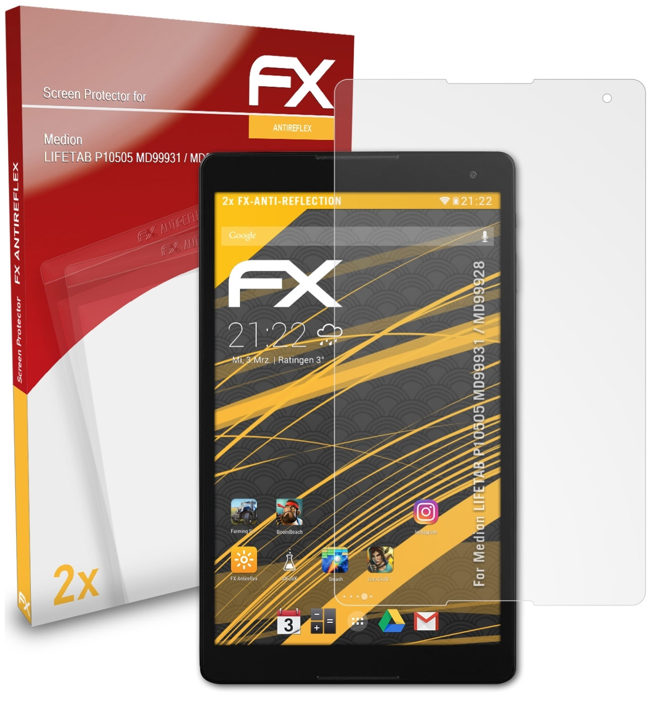 P10505 (MD99931 / FX-Antireflex LIFETAB Medion MD99928)) ATFOLIX Displayschutz(für 2x