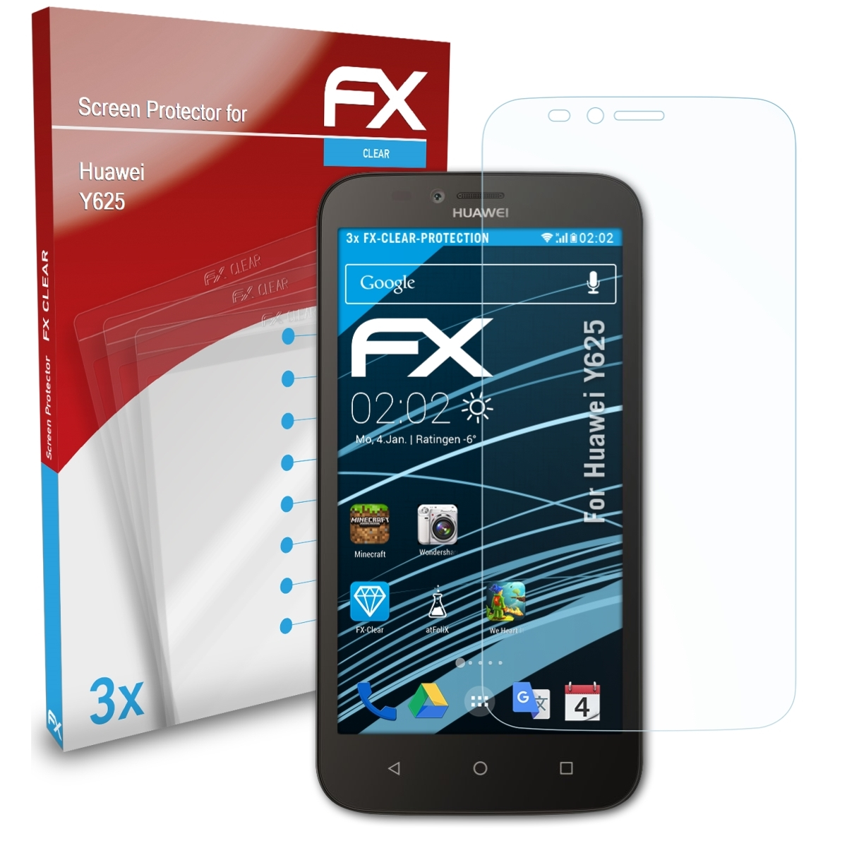 ATFOLIX 3x FX-Clear Displayschutz(für Huawei Y625)