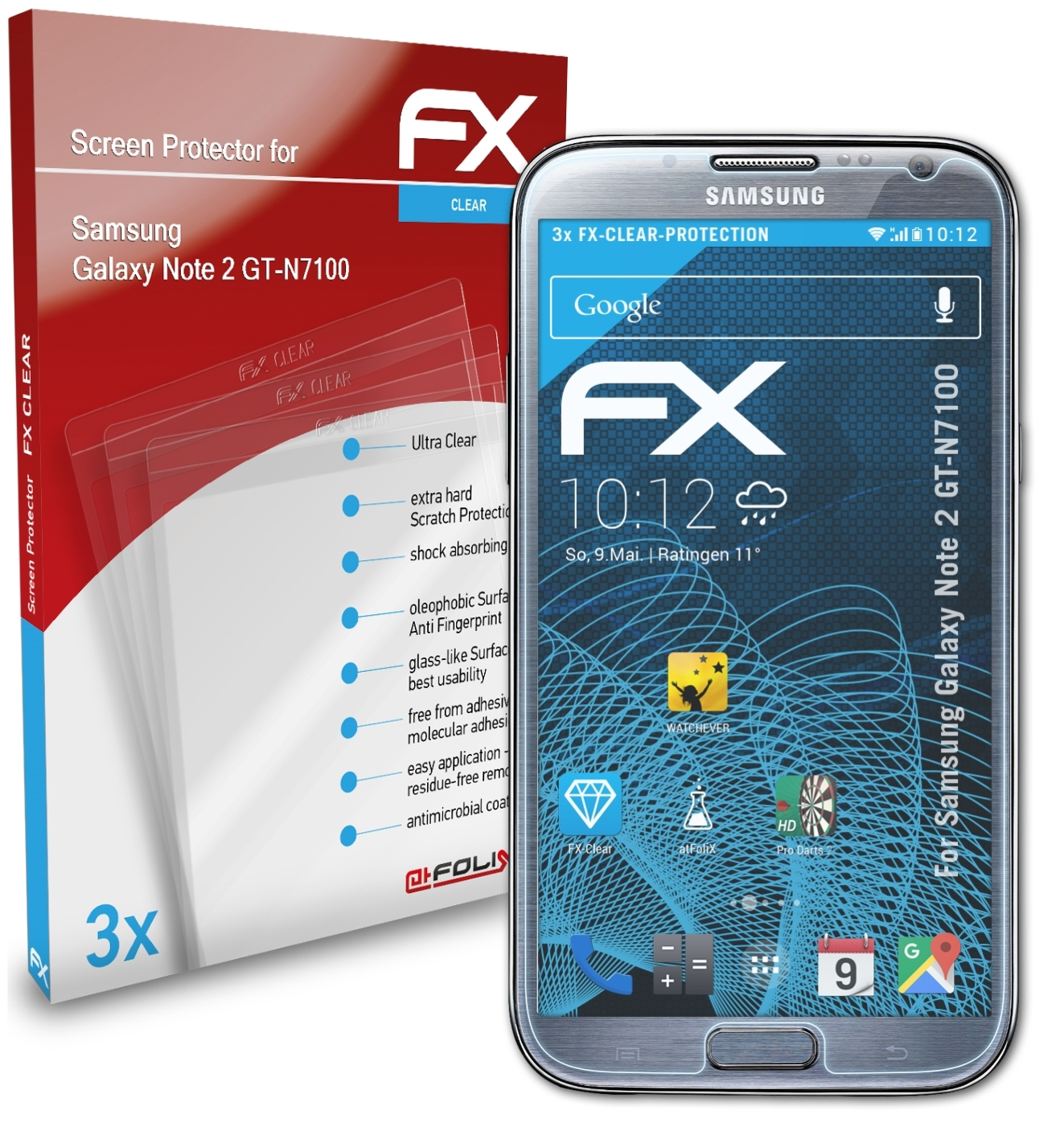 Galaxy Note 3x (GT-N7100)) FX-Clear Samsung 2 ATFOLIX Displayschutz(für