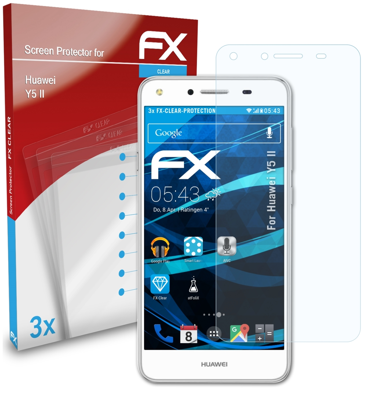 ATFOLIX 3x FX-Clear Displayschutz(für II) Huawei Y5