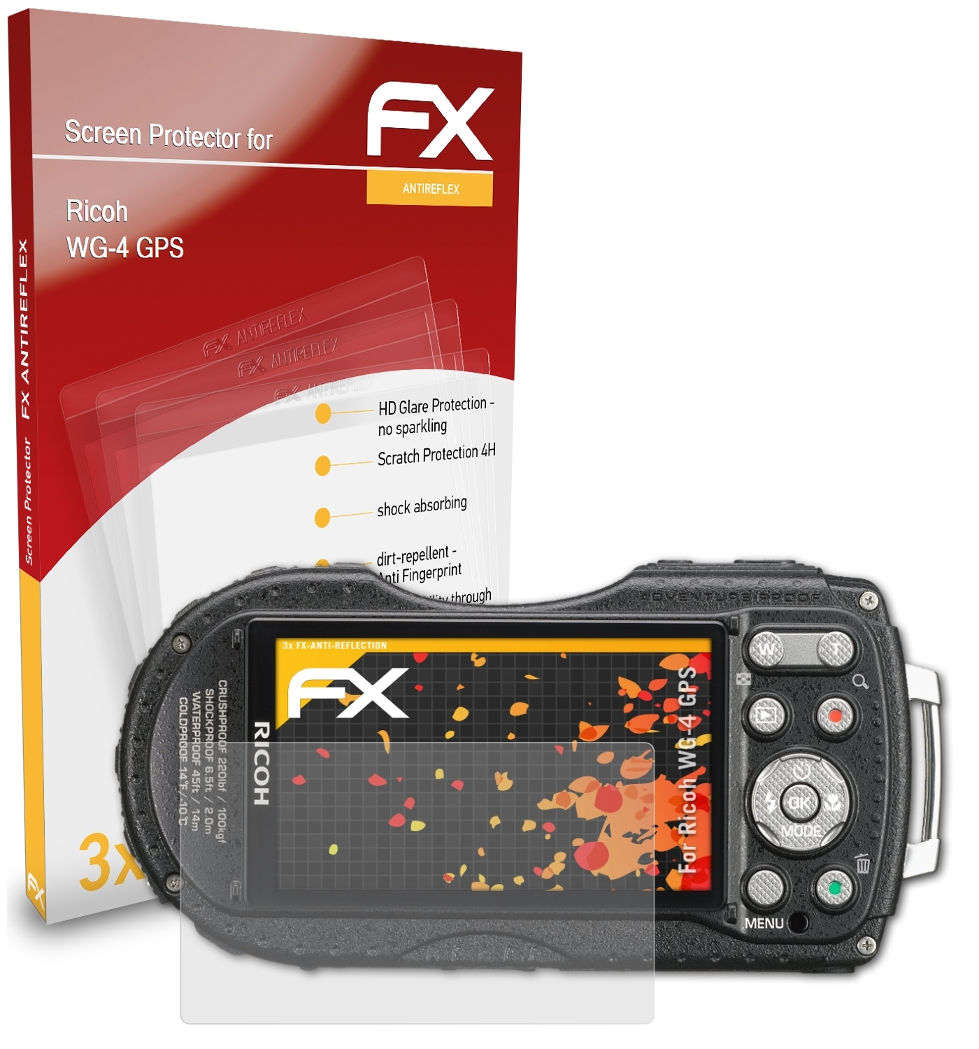 Displayschutz(für GPS) ATFOLIX 3x FX-Antireflex Ricoh WG-4
