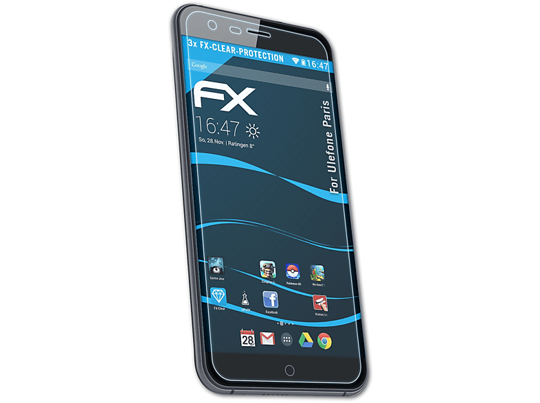 ATFOLIX 3x FX-Clear Displayschutz(für Ulefone Paris)