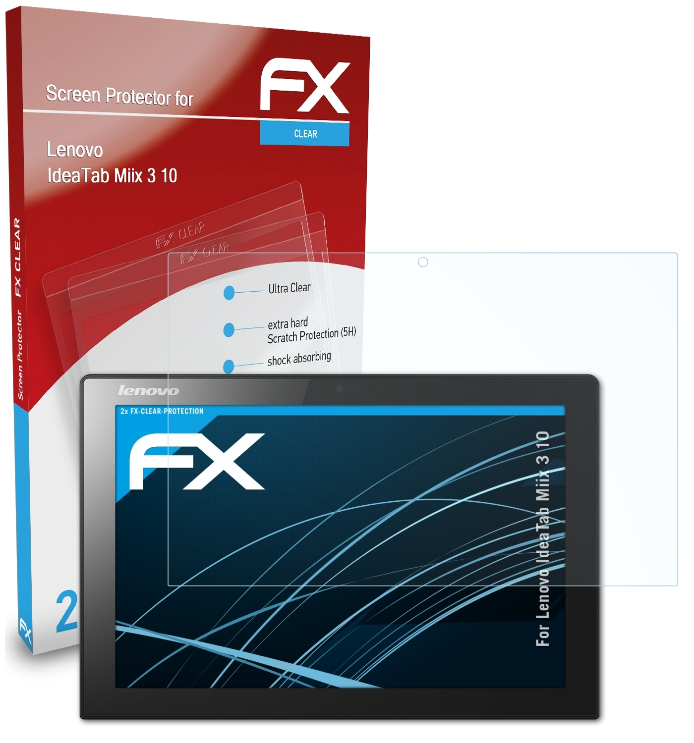 ATFOLIX 2x FX-Clear Displayschutz(für Lenovo 10) IdeaTab Miix 3