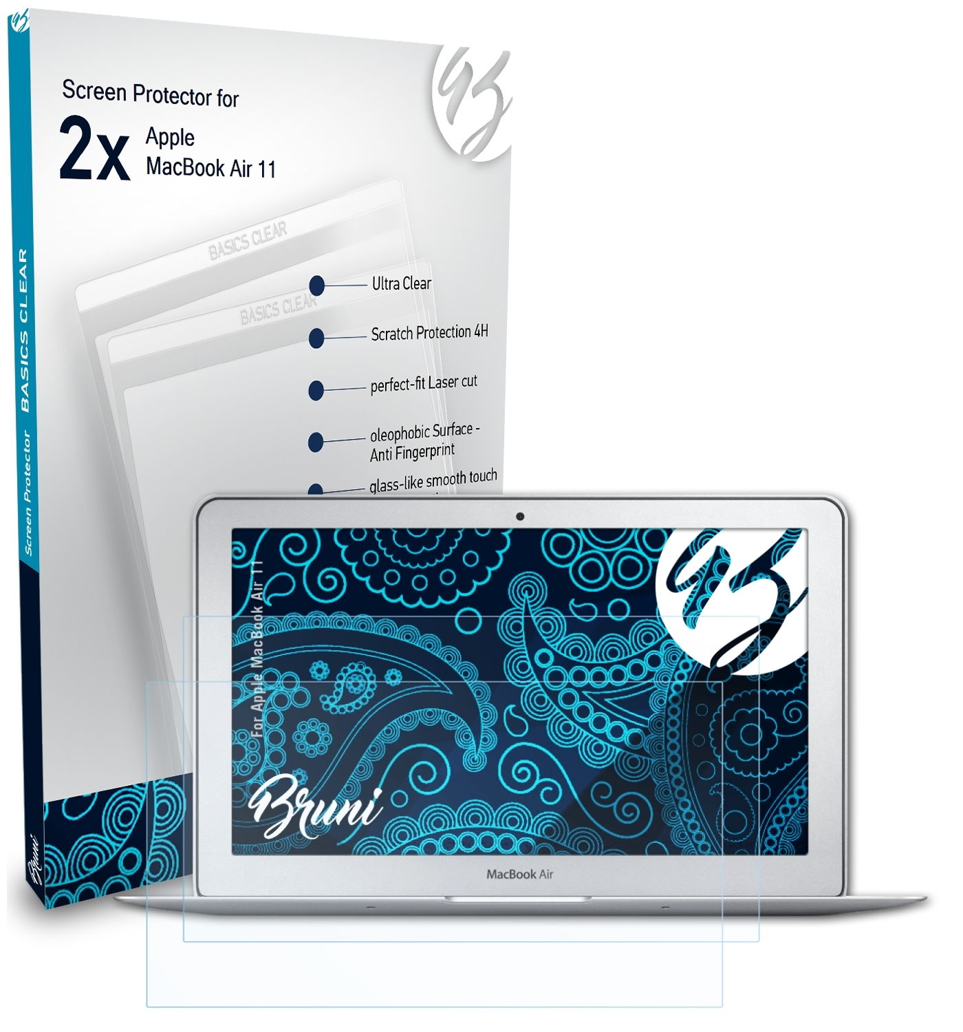 BRUNI 11) Apple Air MacBook Basics-Clear 2x Schutzfolie(für