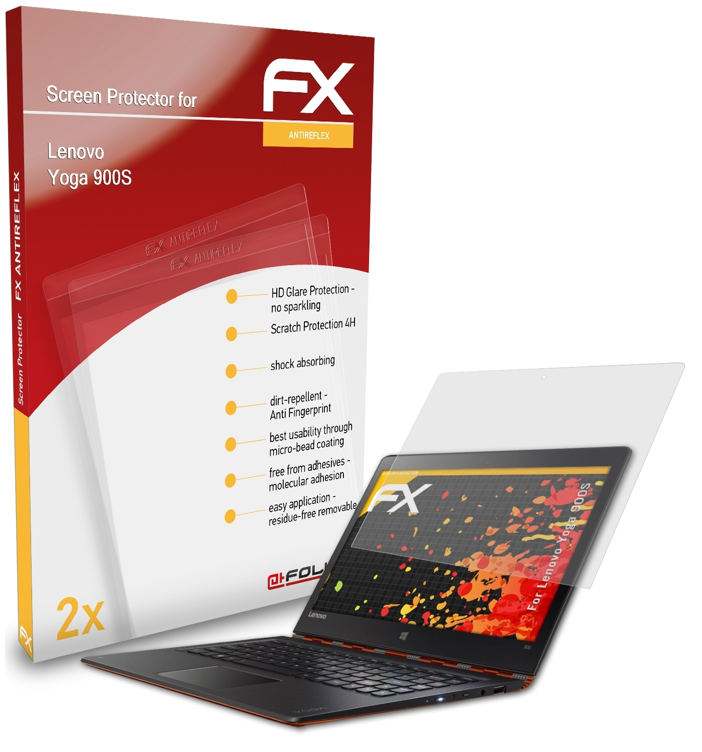 ATFOLIX 2x FX-Antireflex Displayschutz(für Lenovo 900S) Yoga